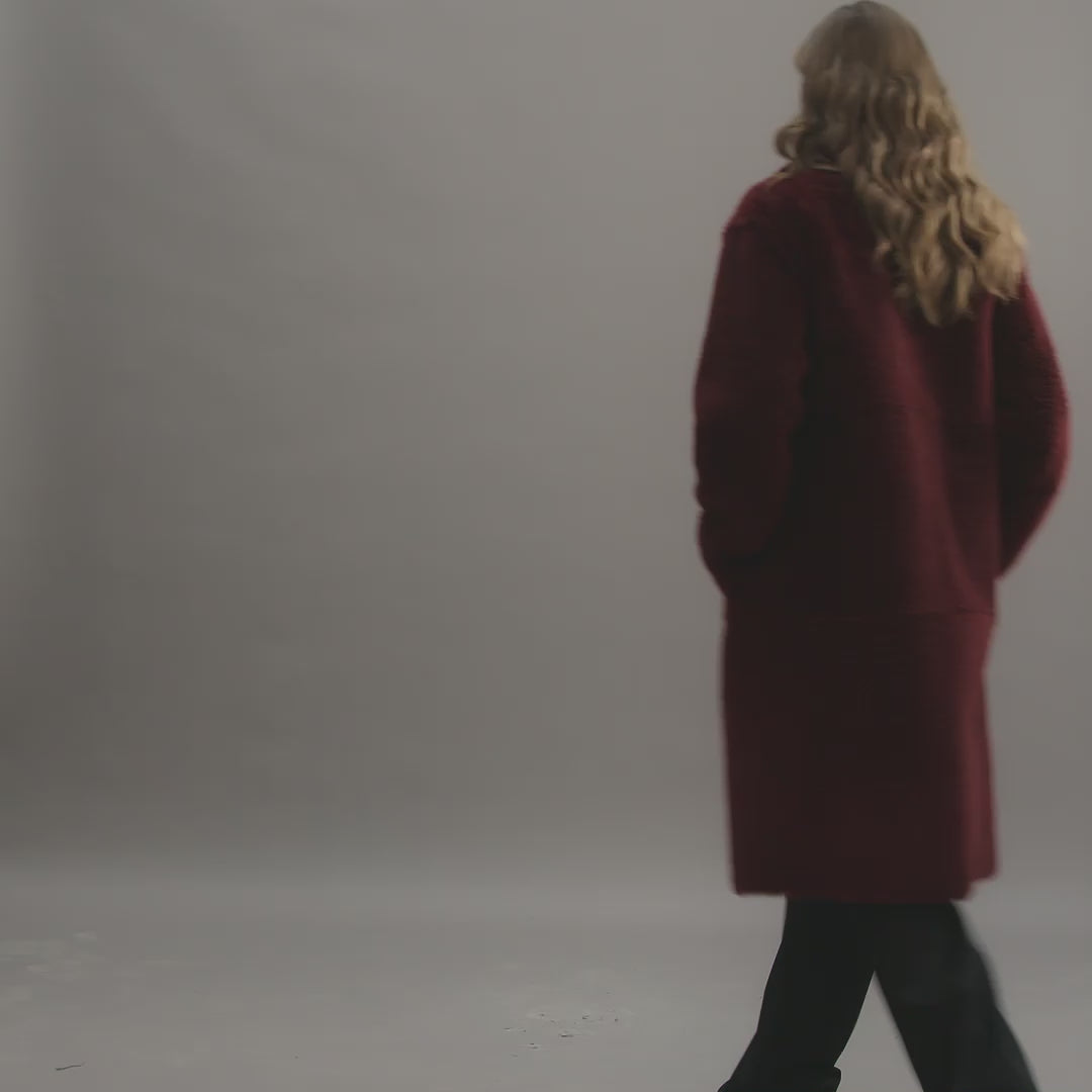 Romy Coat in Shearling, Red