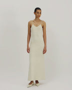 Liliana Dress in Silk Crochet, Off-White