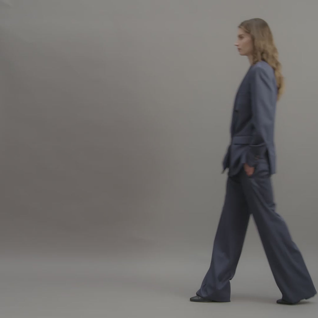 Dylan Trouser in Wool, Petrol Blue