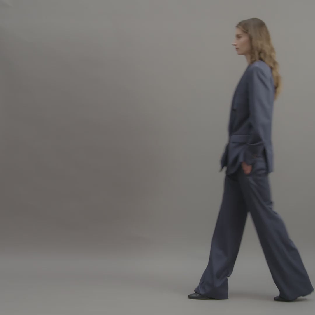 Dylan Trouser in Wool, Petrol Blue