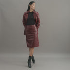 Charlotte Trench in Embossed Leather, Dark Red
