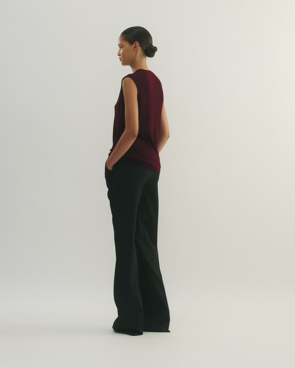 Alice Vest in Merino Wool, Deep Plum