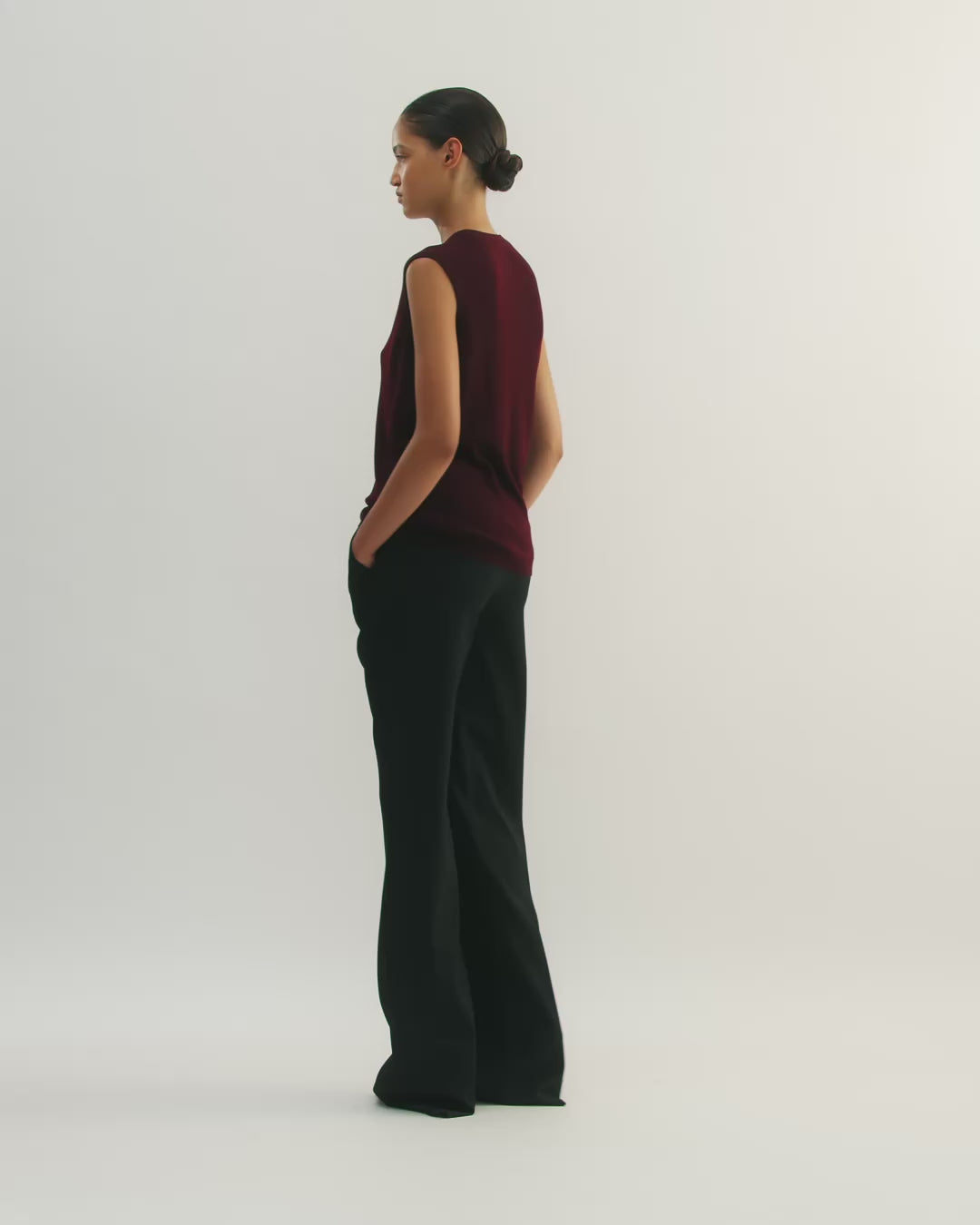 Alice Vest in Merino Wool, Deep Plum