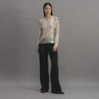 Dalia Top in Lace Sequins, Gold