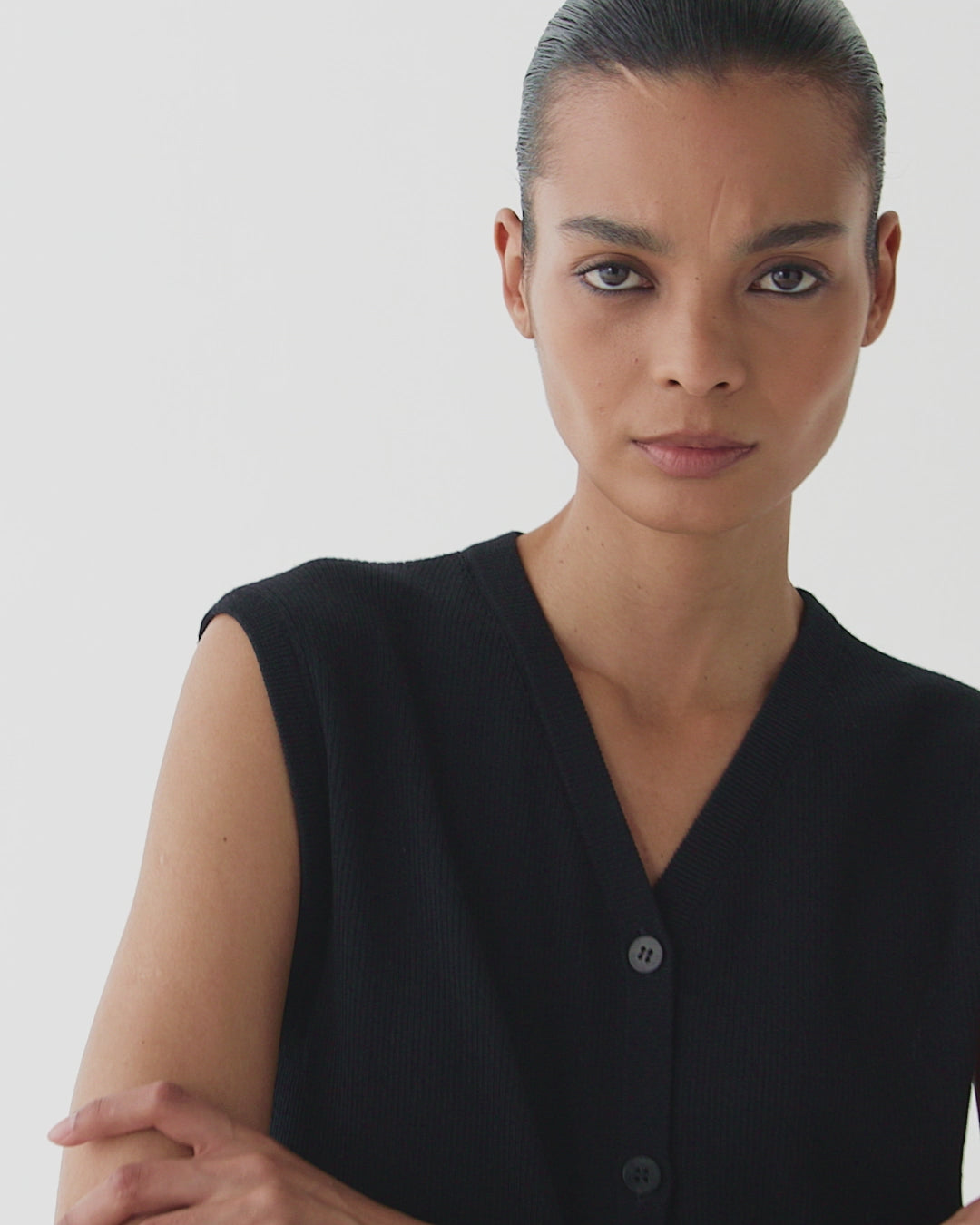 Alice Vest in Merino Wool, Black