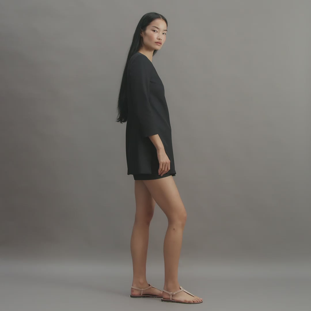 Ambar Tunic in Silk, Black