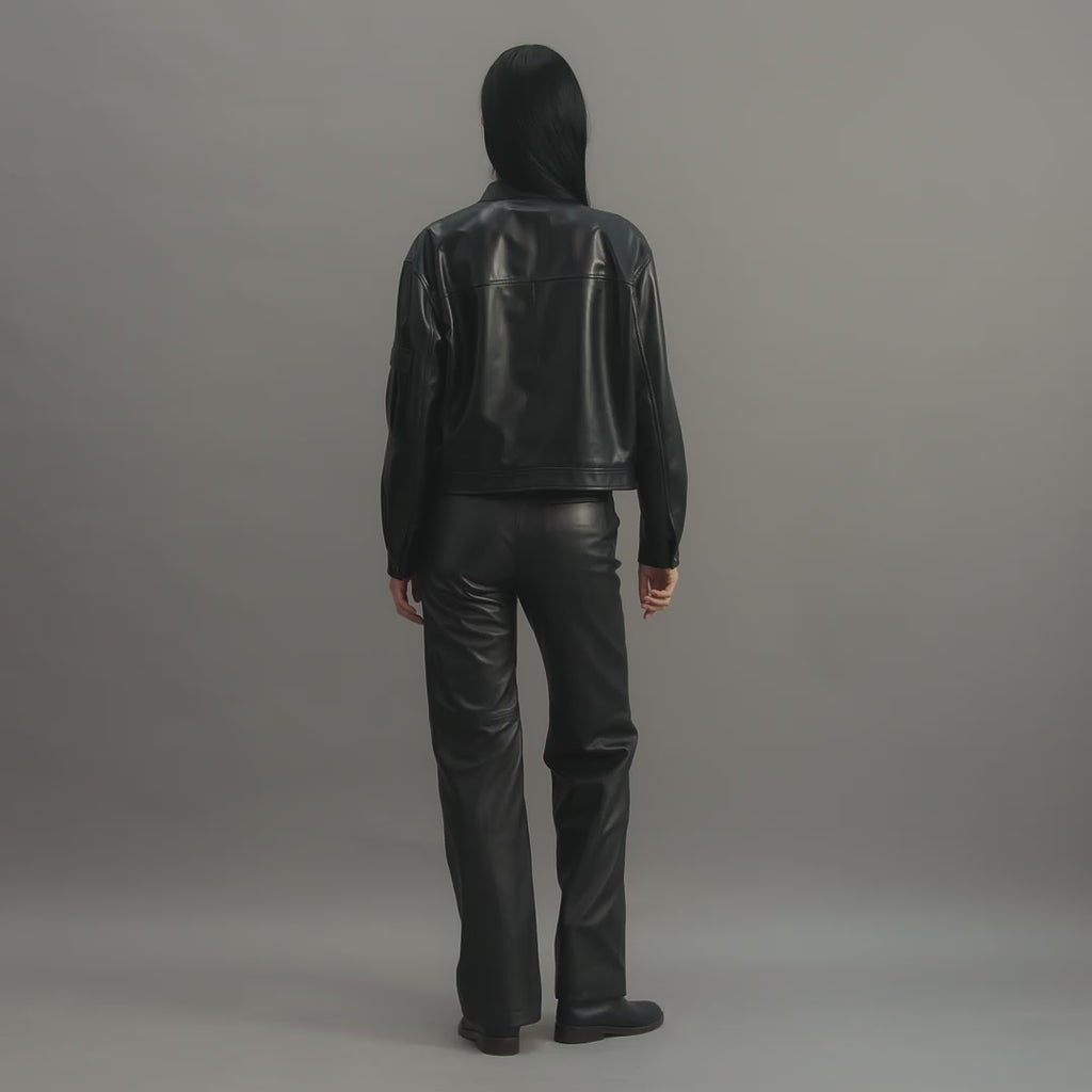 Juno Jacket in Nappa Leather, Black