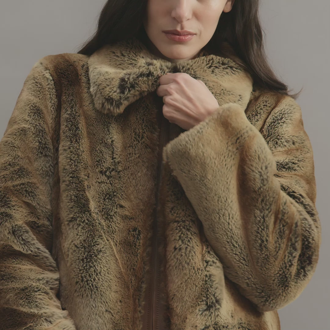 Mireia Jacket in Faux Fur, Camel