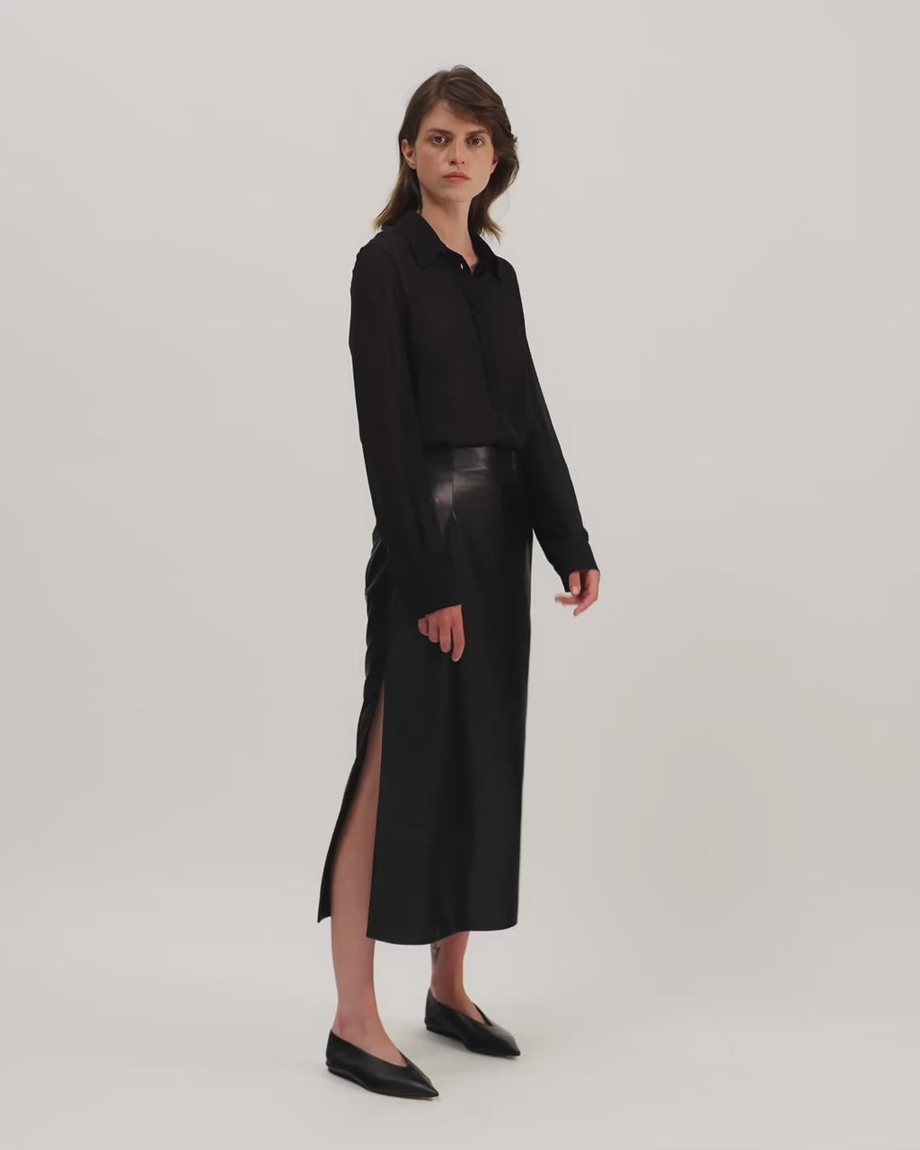 Julieta Shirt in Silk Georgette, Black