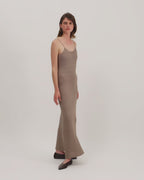 Liliana Dress in Silk Crochet, Walnut