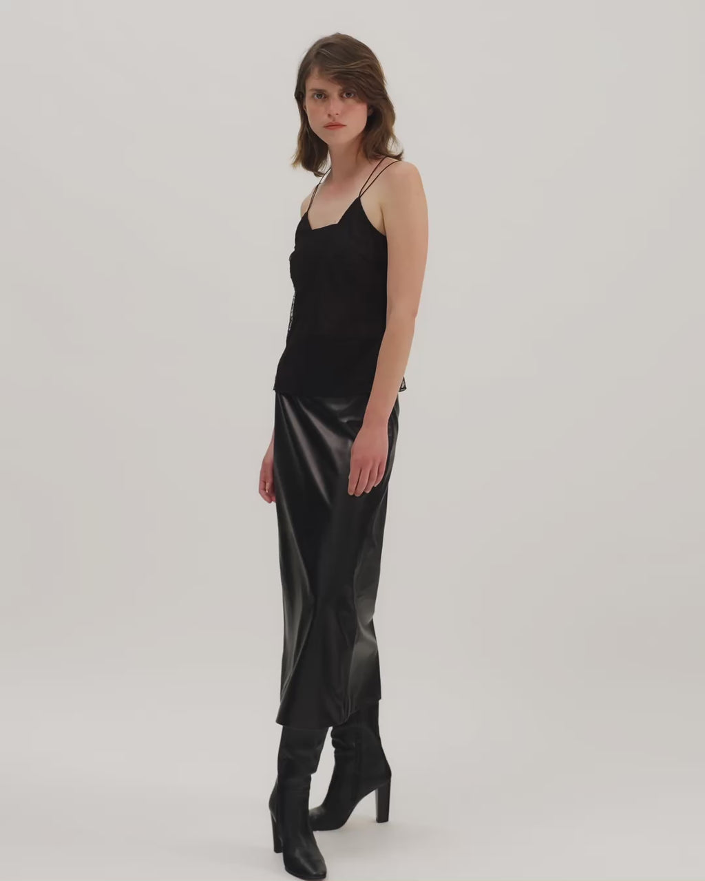 Gisele Skirt in Nappa Leather, Black