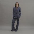 Roman Double Breasted Jacket in Wool, Petrol Blue
