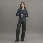 Livia Shirt in Silk, Petrol Blue