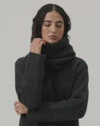 Lee Snood In Wool-Silk Boucle, Dark Gray Melange