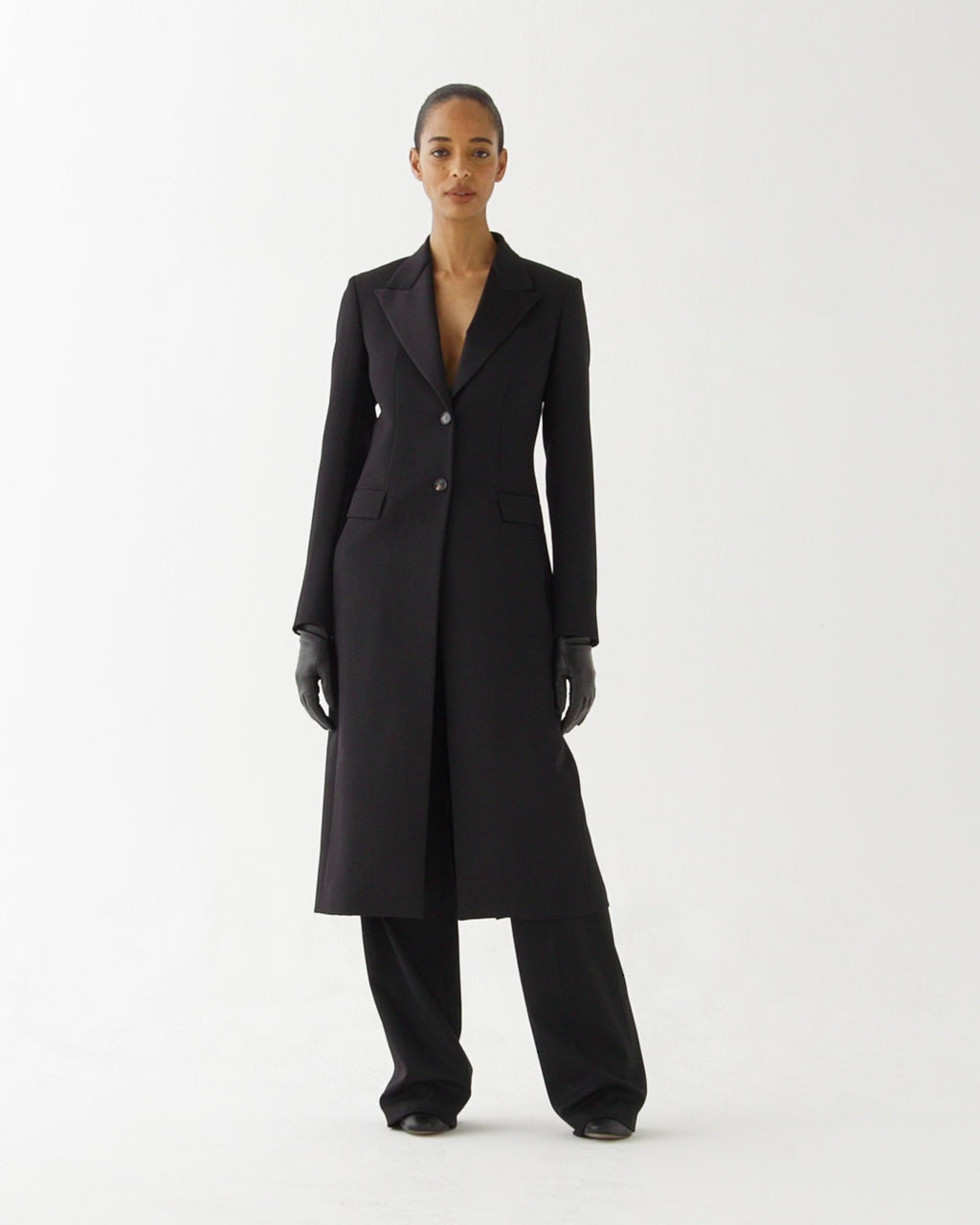 Meliha Coat in Grain de Poudre Wool,  Black