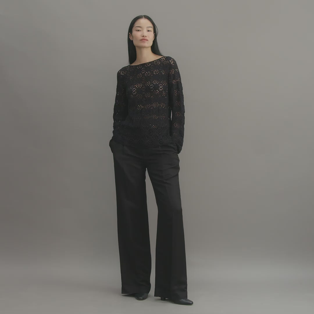 Elodie Top in Silk Crochet, Black