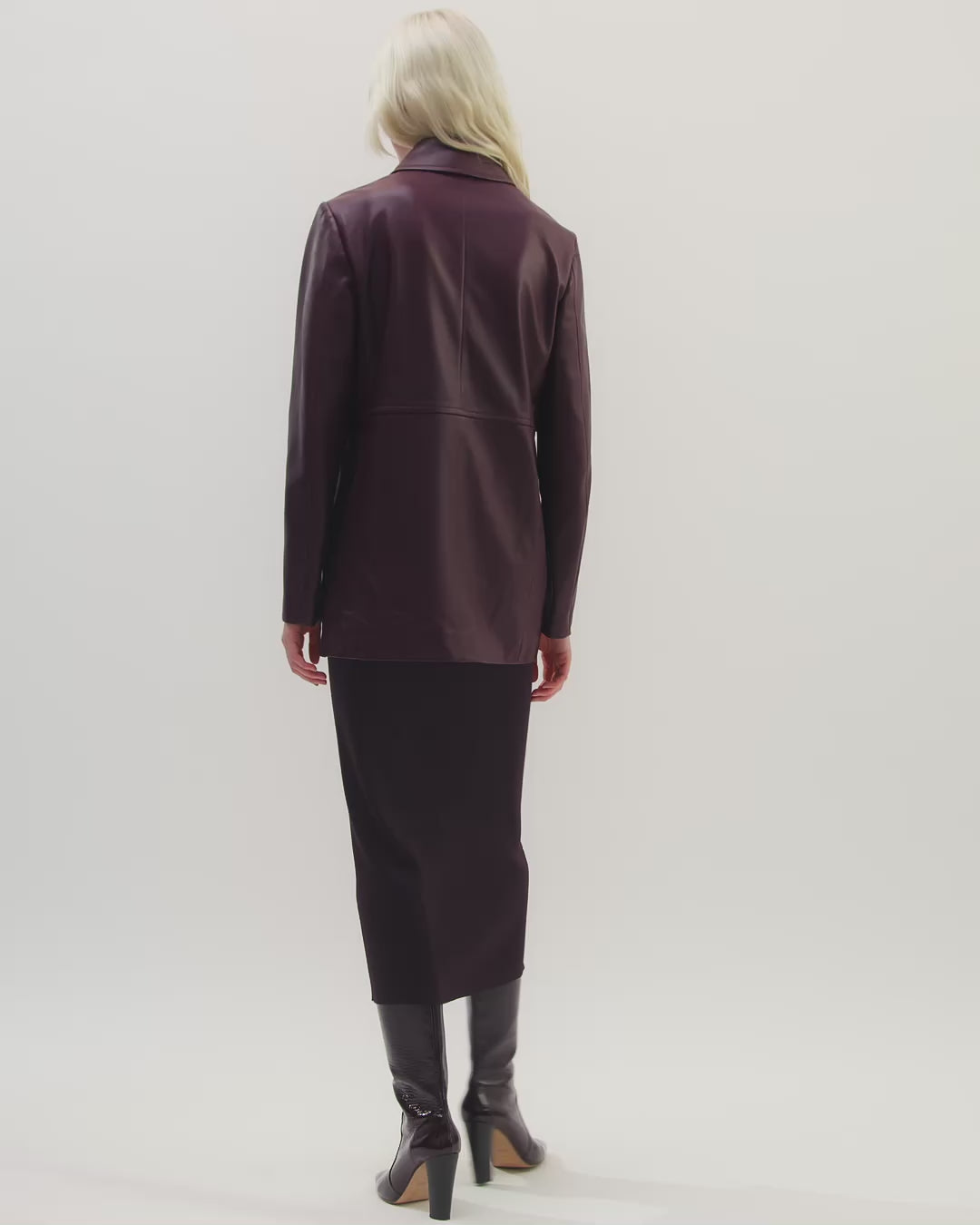 Jess Jacket in Nappa Leather, Maroon