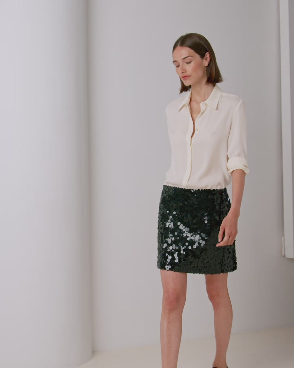 Camille Shirt in Silk Georgette, Ivory