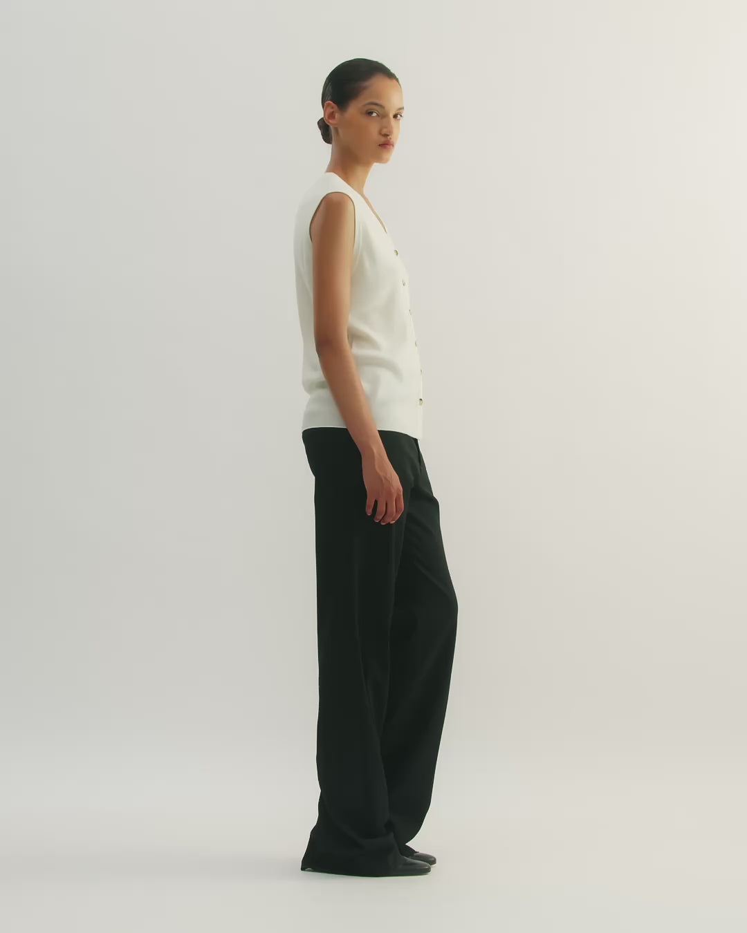 Alice Vest in Merino Wool, Cream