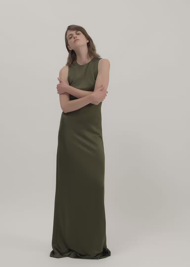 Carmen Dress in Viscose Jersey, Olive