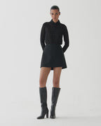 Cecily Miniskirt in Wool Viscose, Black
