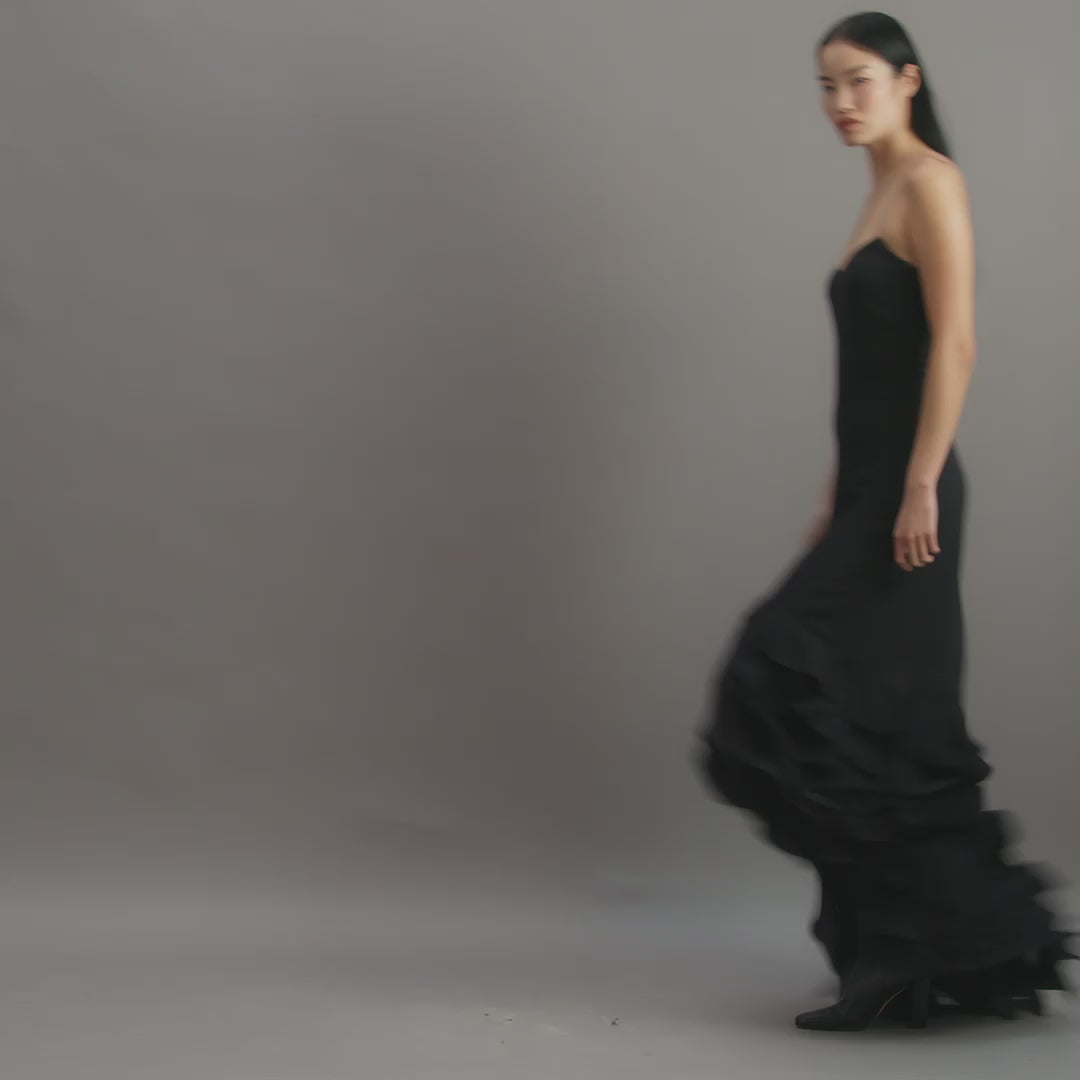 Calista Dress in Georgette, Black