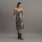Aya Dress in Lace Sequins, Black