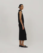 Selma Polo Vest in Silk Knit, Black