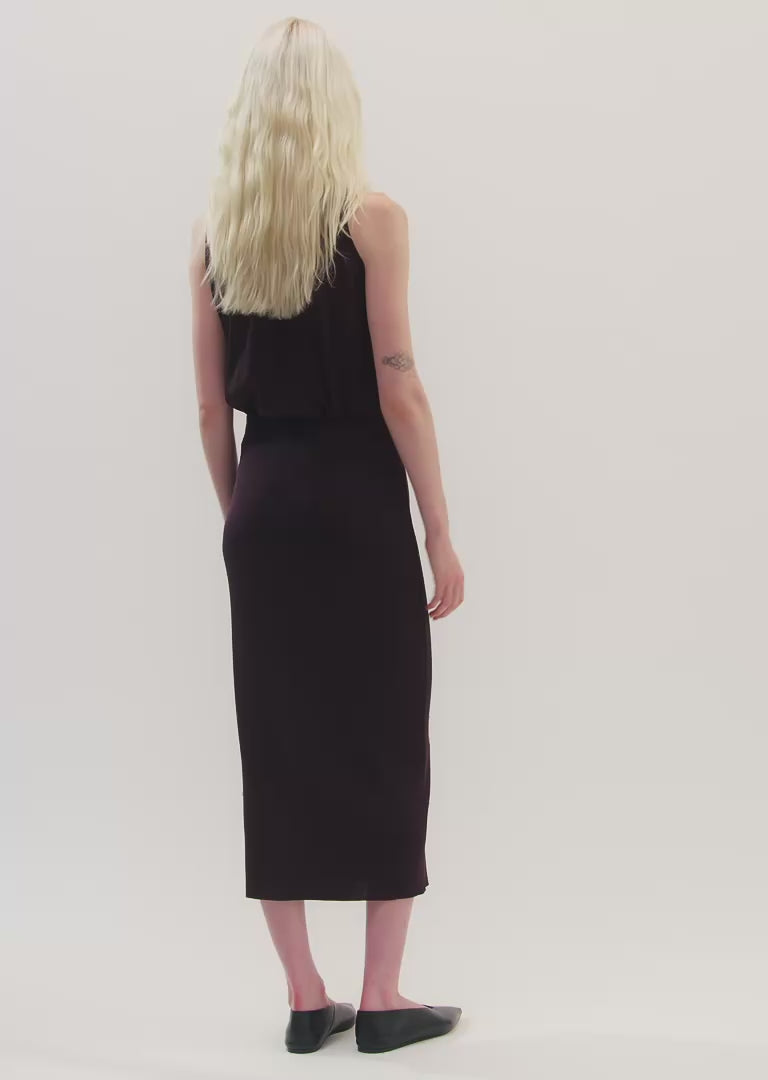 Selma Polo Vest in Silk Knit, Deep Plum