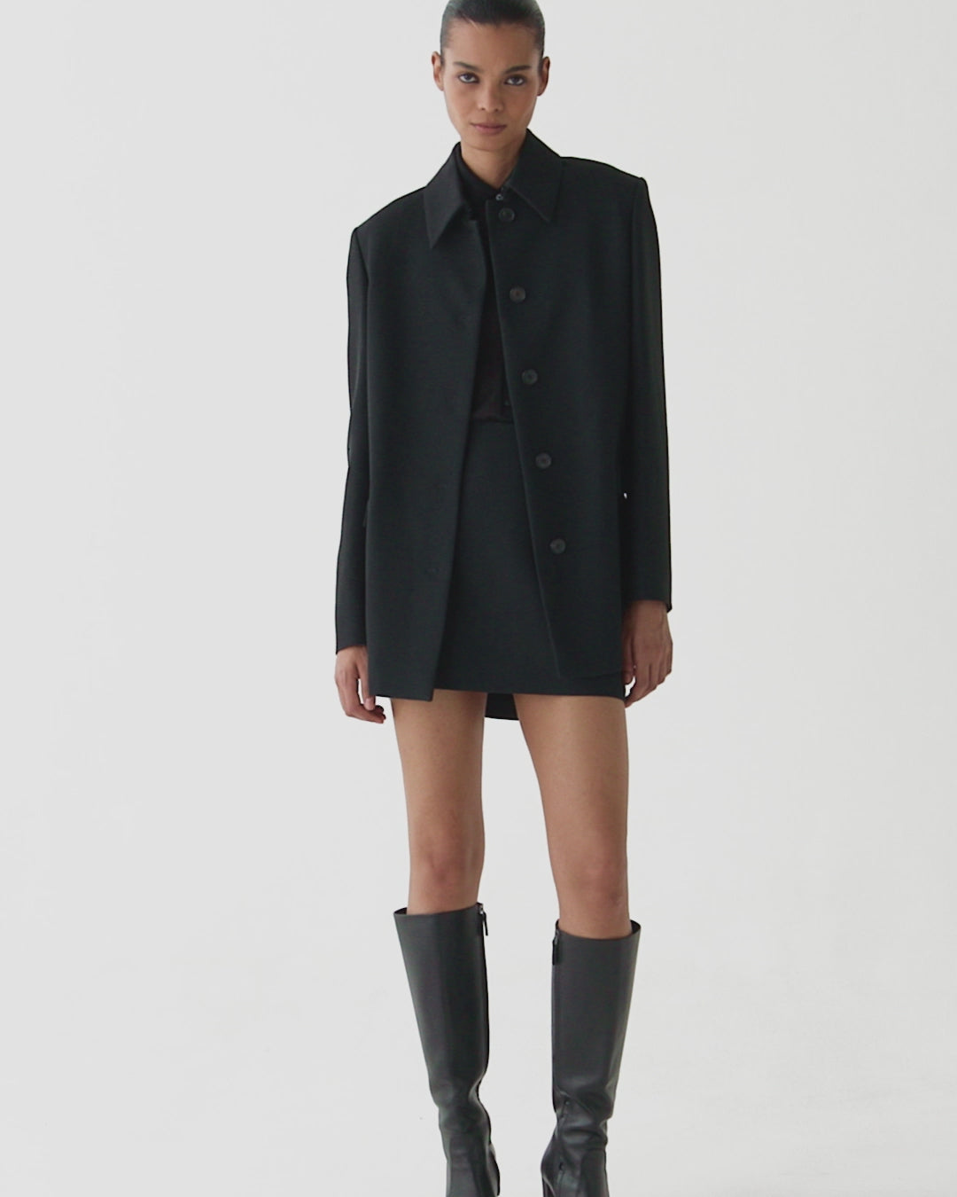 Klara Jacket in Wool Viscose, Black