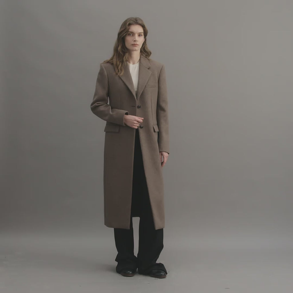 Freya Coat in Wool Cashmere, Oatmeal
