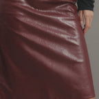 Noelia Skirt in Embossed Leather, Dark Red