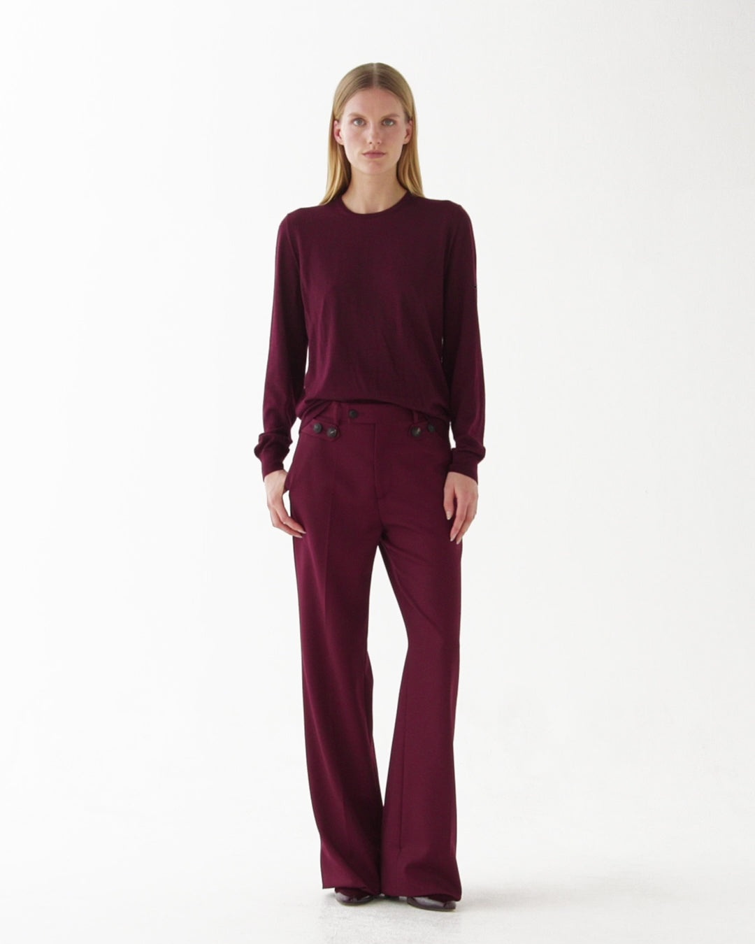 Rae Sweater in Merino Wool, Garnet