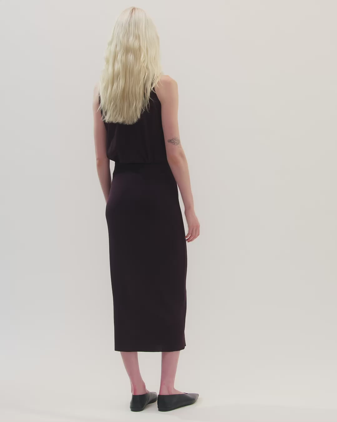 Caterina Skirt in Silk Knit, Deep Plum