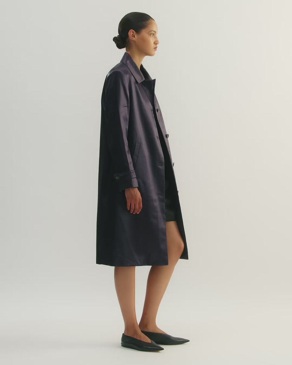Heather Coat in Technical Cotton, Plum
