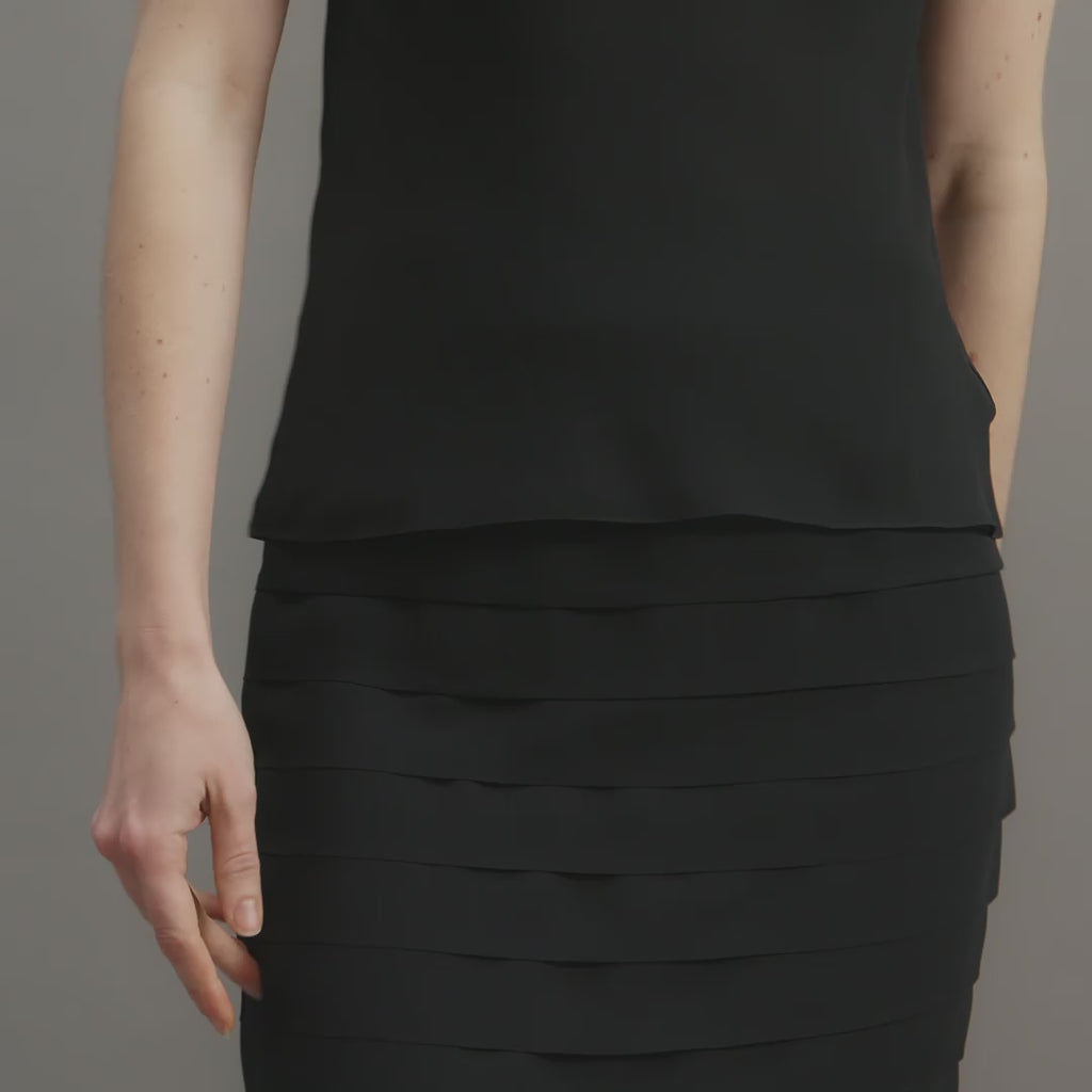 Adela Skirt in Georgette, Black