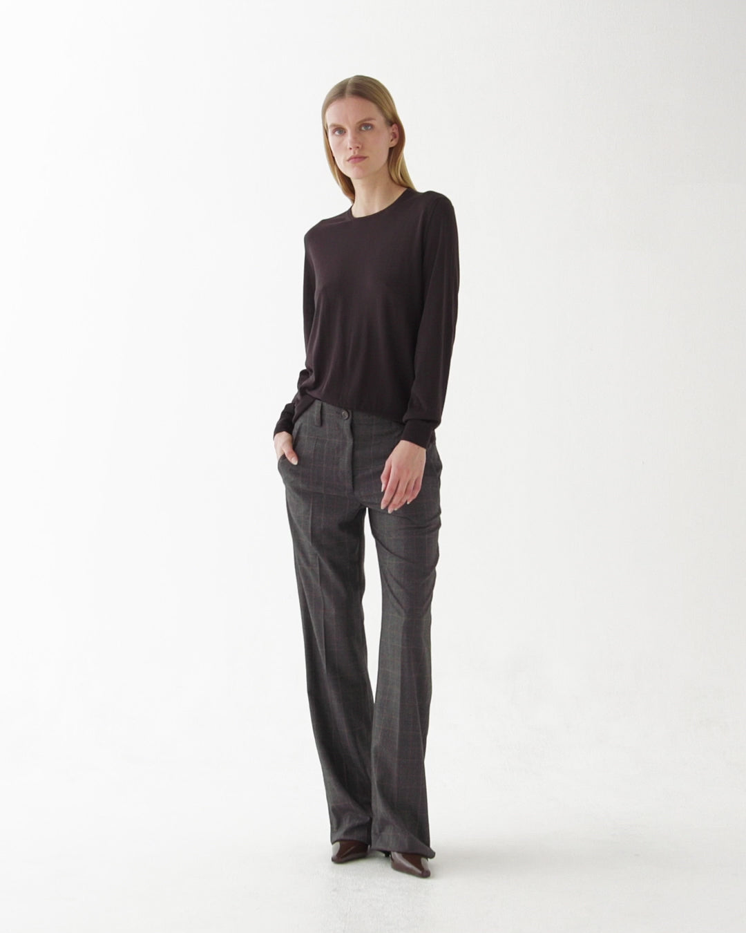 Rae Sweater in Merino Wool,  Chocolate