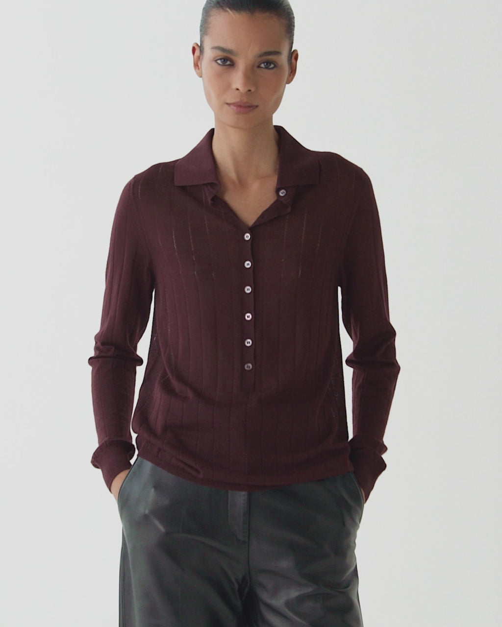 Luna Polo in Cashmere, Burgundy