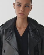 Charlotte Trench in Leather, Black
