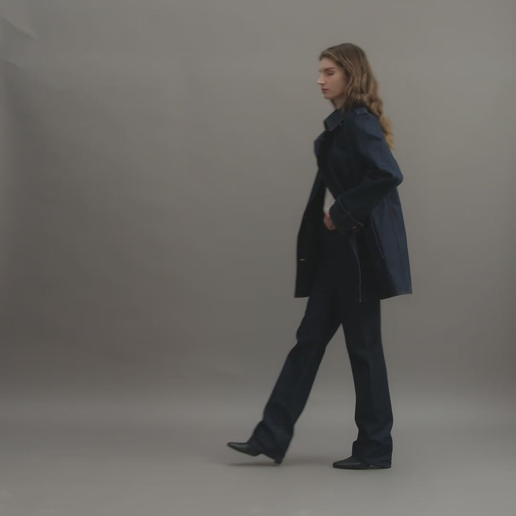 Charlotte Trench in Denim, Blue