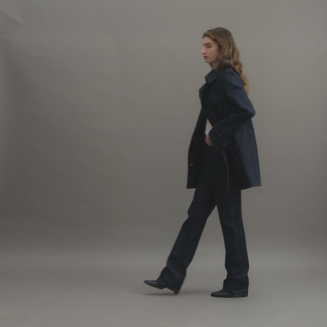 Charlotte Trench in Denim, Blue