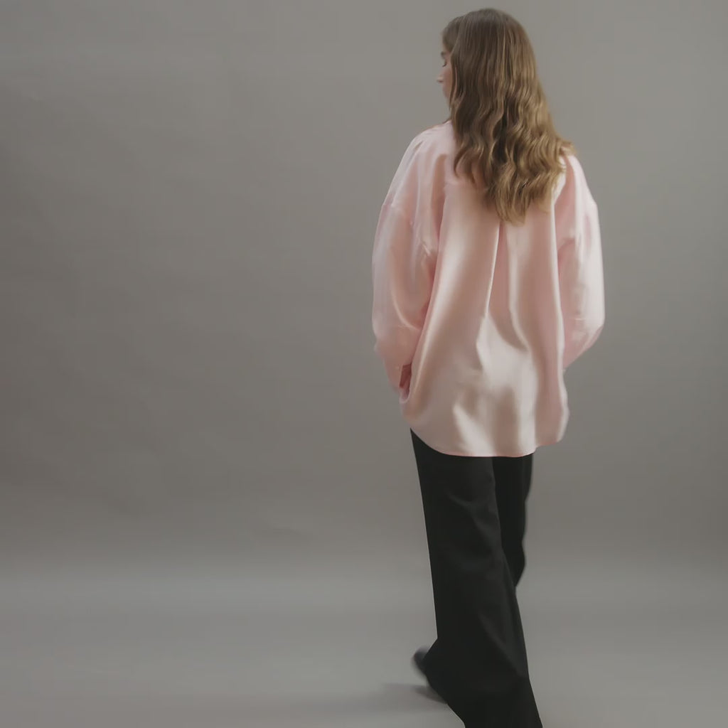 Maren Shirt in Silk, Pink