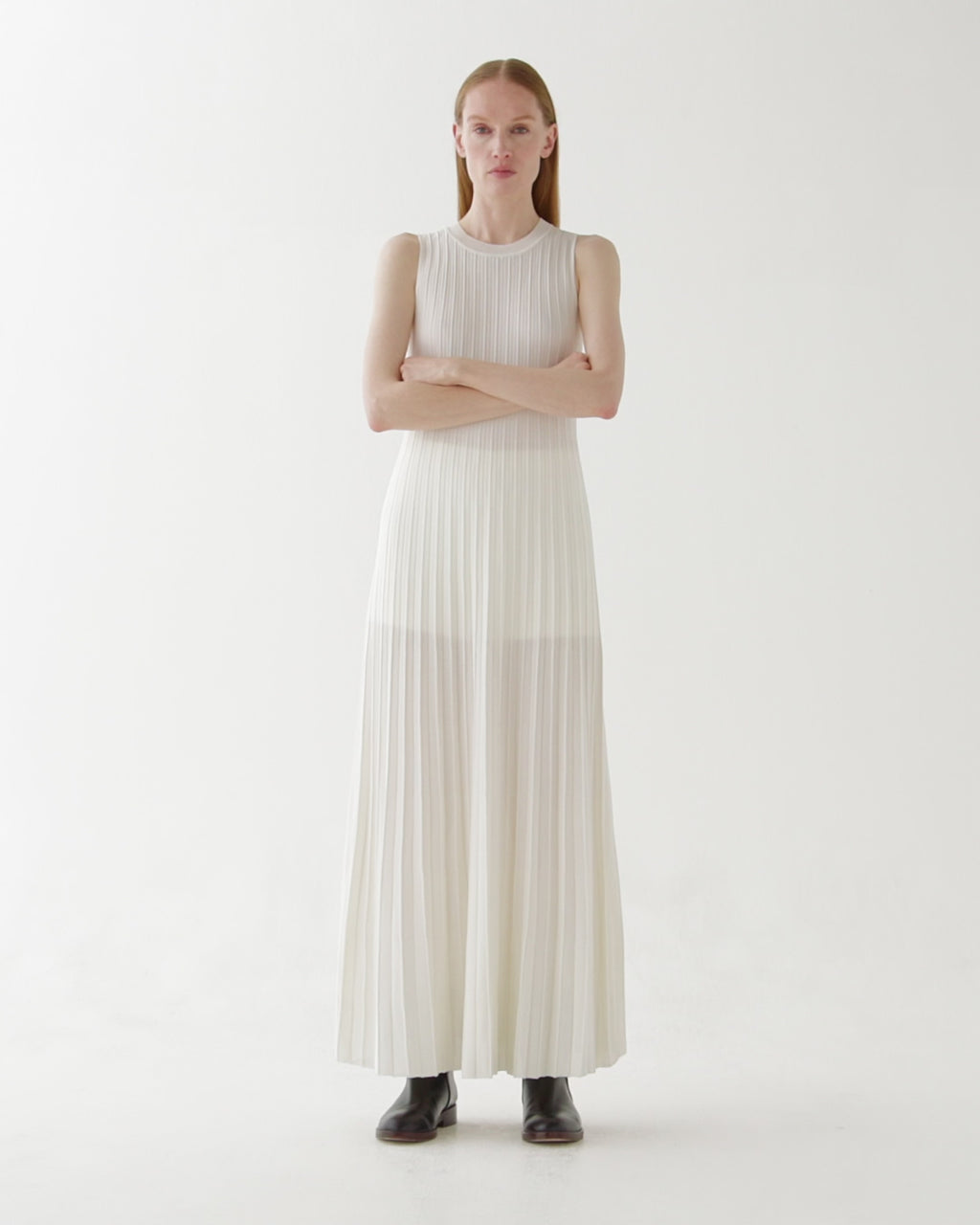 Zeta Dress in Silk Knit, White