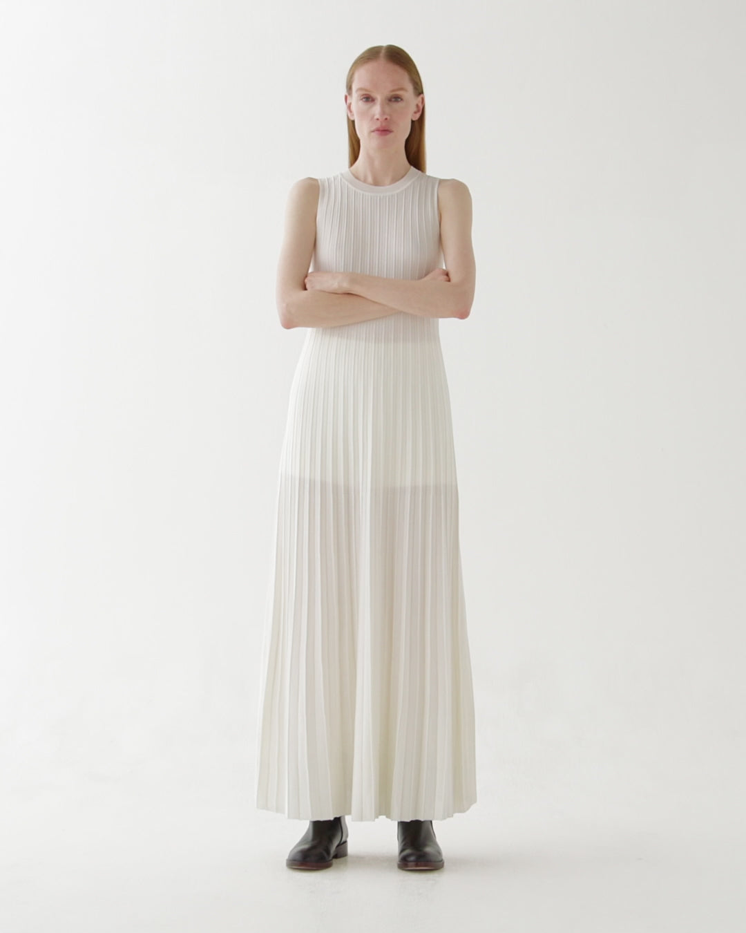 Zeta Dress in Silk Knit, White