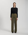 Anya Trouser in Peau De Soie, Army