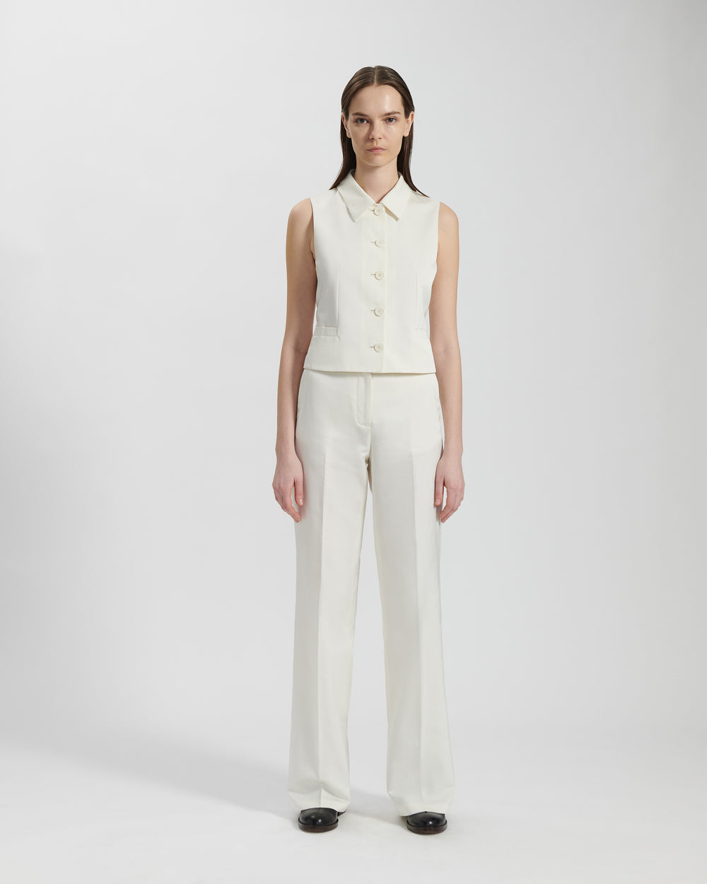 Mai Waistcoat in Peau De Soie, White