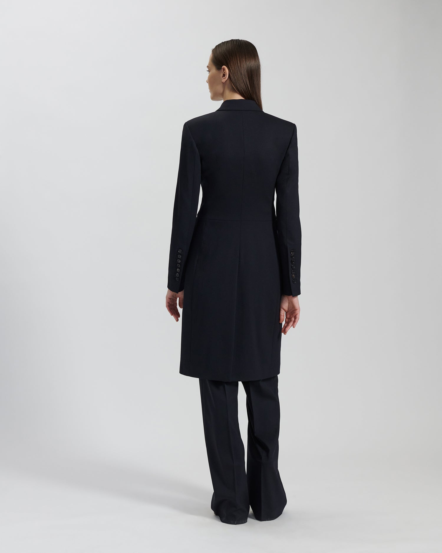 Manon Coat in Starched Wool, Navy