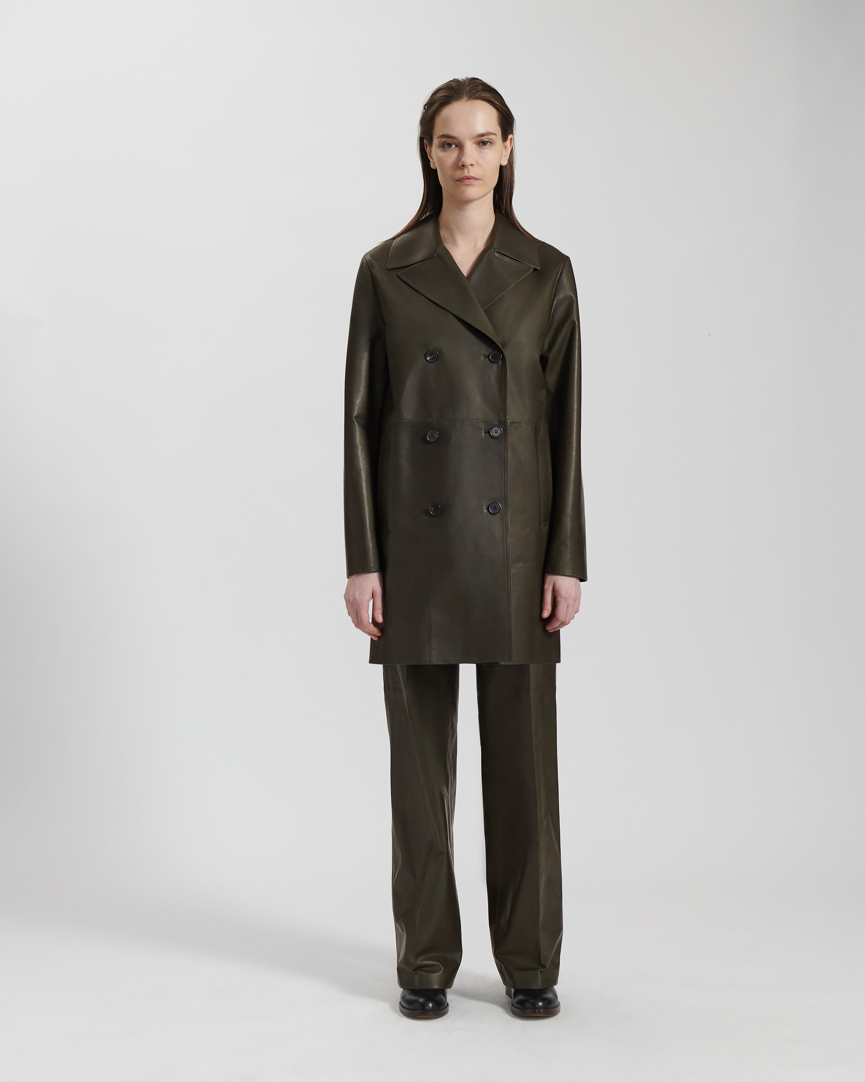 De Petrillo | Moss Green Wool Cashmere Caban Jacket