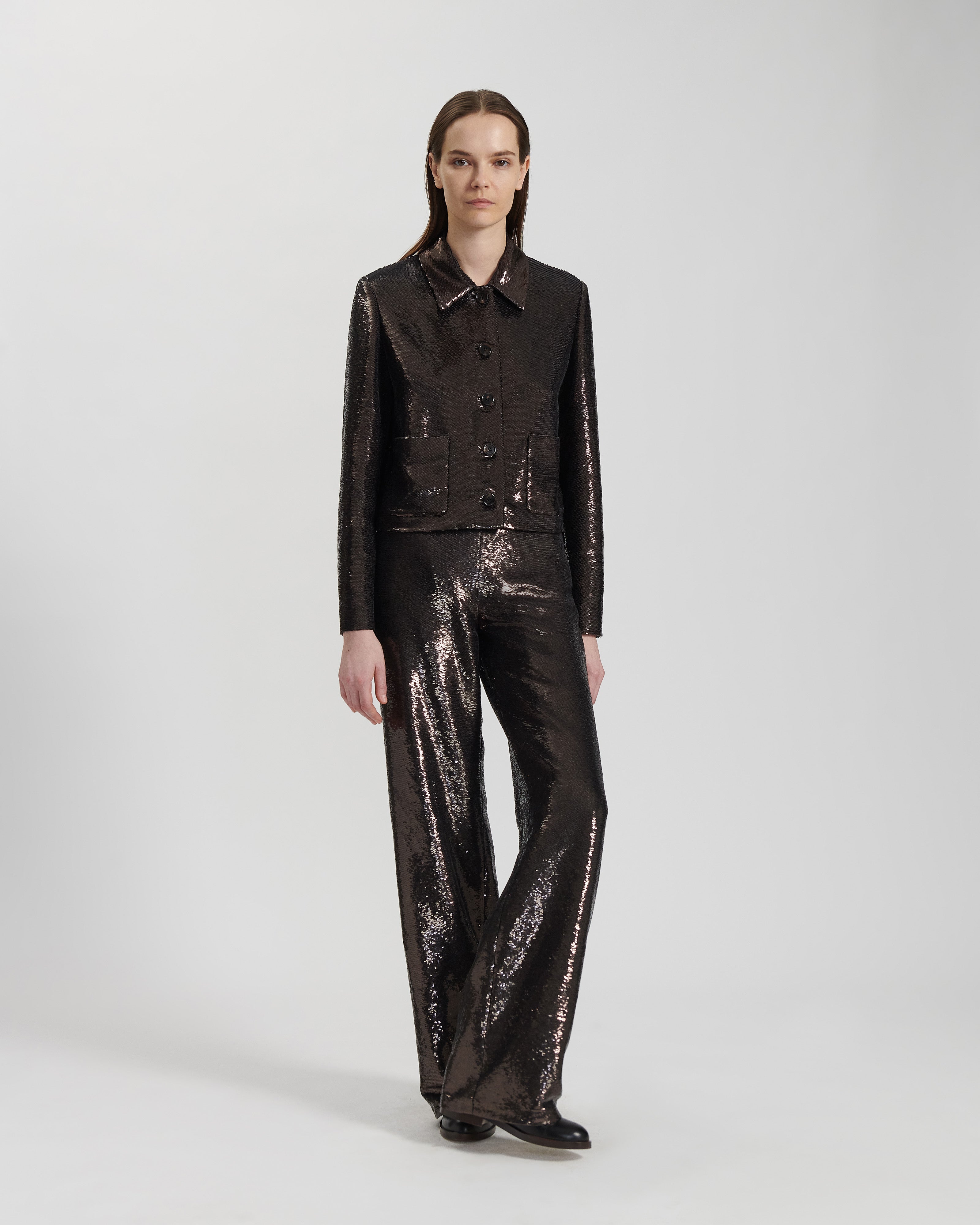 Ines Jacket in Sequin, Chocolate - Veronica De Piante