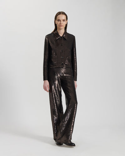 Ines Jacket in Sequin, Chocolate - Veronica De Piante